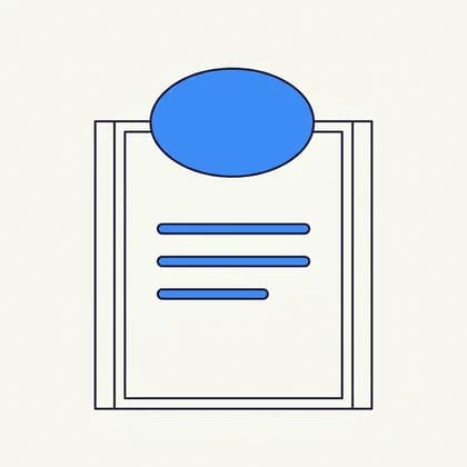 Une feuille portant trois lignes, et une forme ovale posée au-dessus.